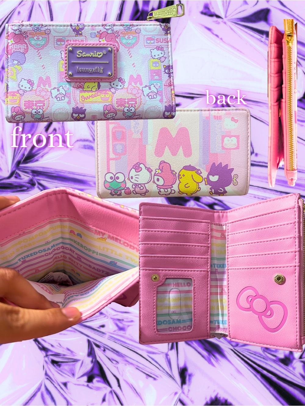 Sanrio Pink Purple Character Print Kids Wallet